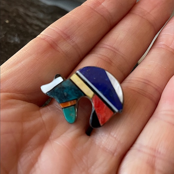 Vintage Charlie Bowie Navajo Native American Bear Pin and Pendant - Picture 2 of 14